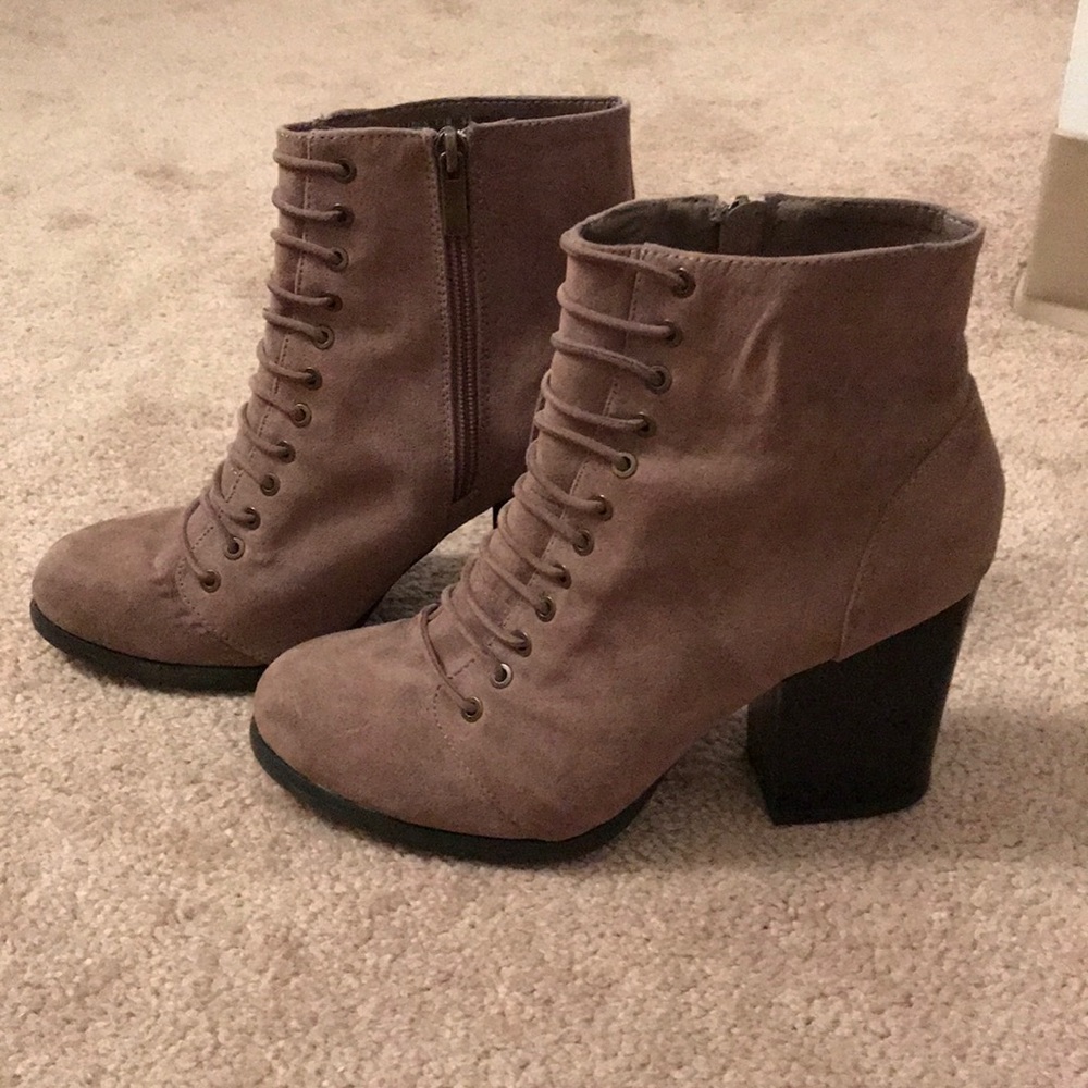 Brown heeled booties